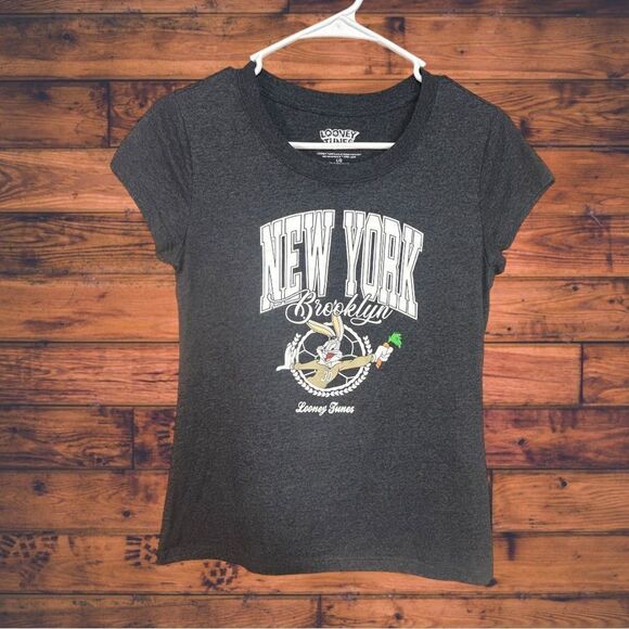 5 for $25🔥Looney Tunes "New York Brooklyn" Grey Short Sleeve T-Shirt Large - Picture 1 of 5